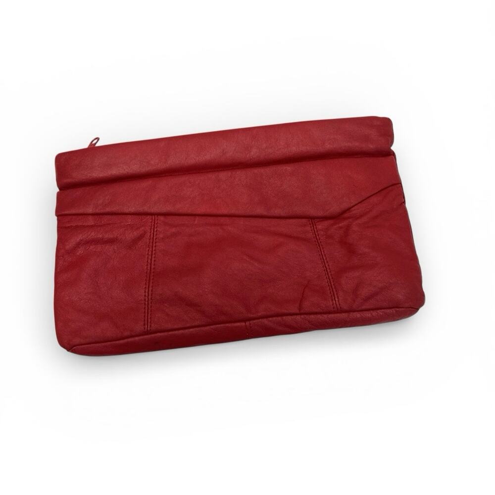 Vintage Red Clutch Purse Bag Zip Closure & Exterior Flap Pocket